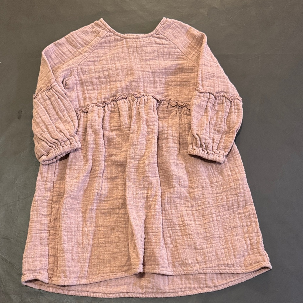 Zara Girls Mauve Gauze Long-Sleeve Dress Top